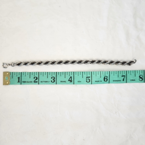 Italian Silver Rope Chain Bracelet - Picture 9 of 9